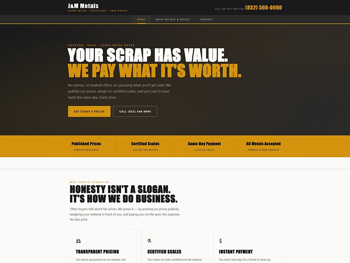 J&M Metals -- website by ChileJam