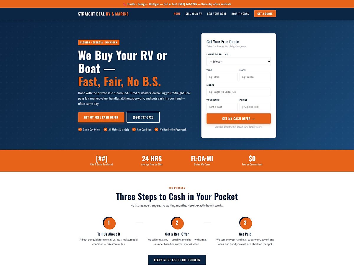 Straight Deal RVs -- website by ChileJam